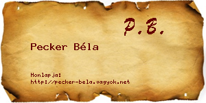 Pecker Béla névjegykártya